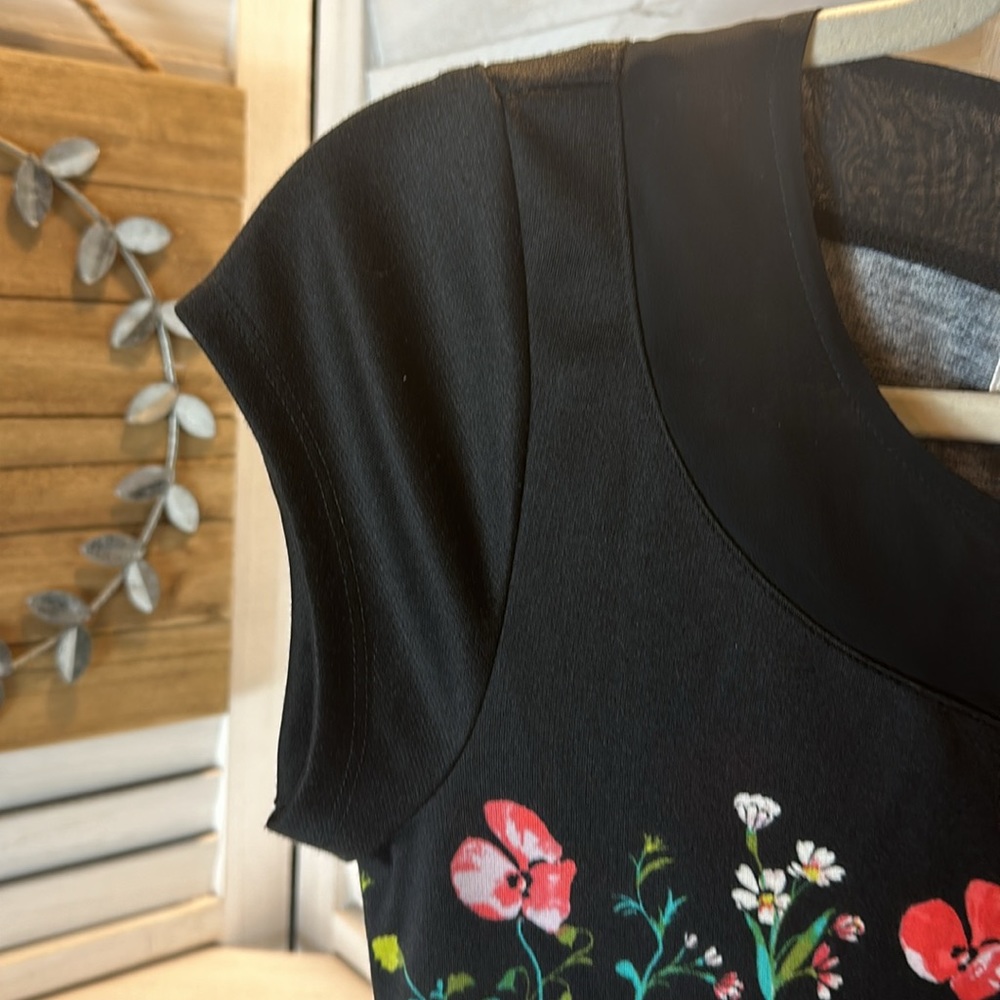 Lauren Conrad Floral Cap Sleeve Dress Black Floral - Picture 4 of 8
